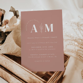 Invitación Boda floral moderna con rosa polvoriento