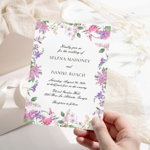 Invitación Boda floral moderna de acuarela de Lilac