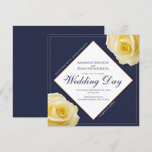 Invitación Boda floral moderna de rosa amarilla azul de media