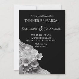Invitación Boda floral moderna en blanco y negro