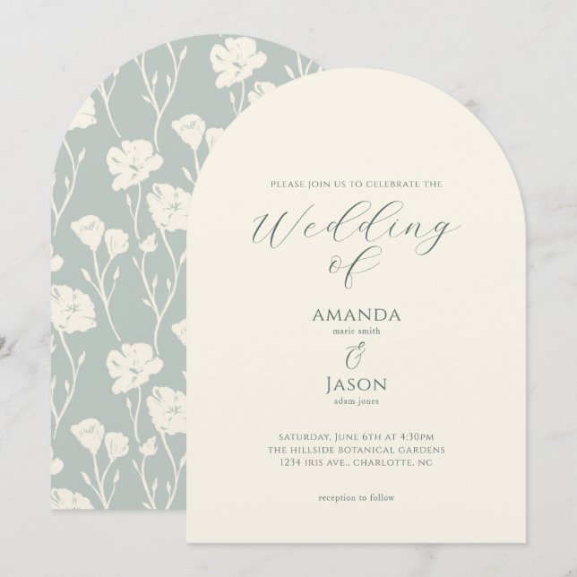 Invitación Boda floral moderna romántica etérea (Anverso / Reverso)