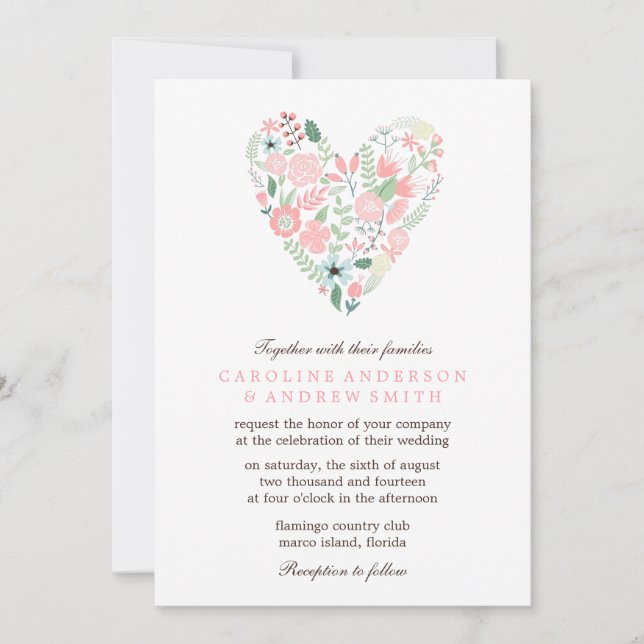 Invitación Boda floral moderno (Anverso)