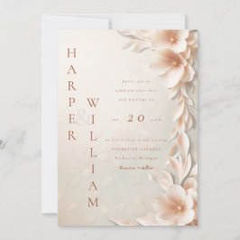 Invitación boda floral moderno 3d
