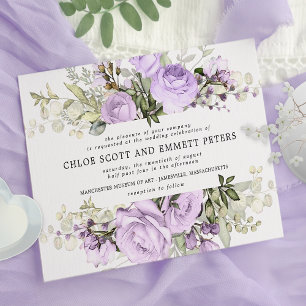 Invitación Boda floral moderno Boho Rosa púrpura