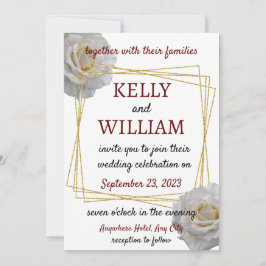 Invitación Boda floral moderno de rosas blancas