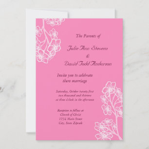 Invitación Boda floral moderno rosado persa