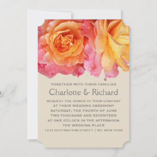 Invitación Boda floral moderno Rosas Lemonade Rosa