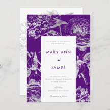 Boda floral moderno simple morado plateado