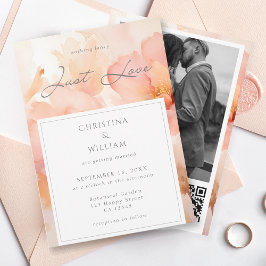 Invitación Boda floral moderno sólo amor código QR
