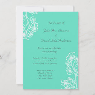Invitación Boda Floral Moderno Turquesa
