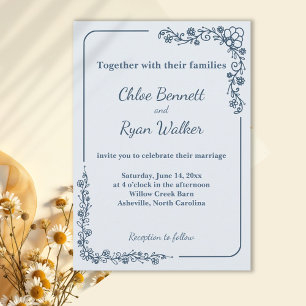 Invitación Boda floral monocromo ruso
