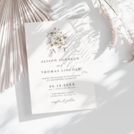 Invitación Boda Floral Monograma Rústica Elegante 