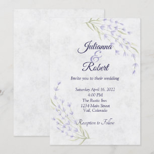 Invitación Boda floral morada sencilla