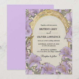 Invitación Boda floral morada vintage de William Morris