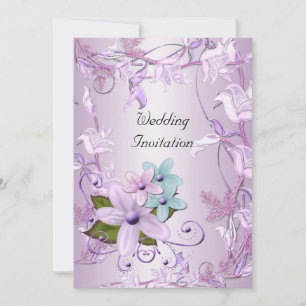 Invitación Boda Floral Morado Malva