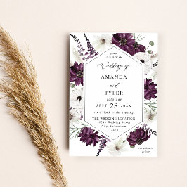 Invitación Boda floral morado y blanco