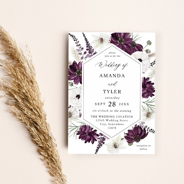 Invitación Boda floral morado y blanco (Subido por el creador)