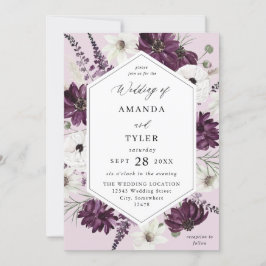 Invitación Boda floral morado y blanco - Lavanda