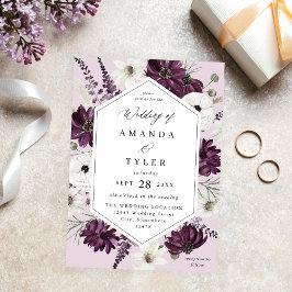 Invitación Boda floral morado y blanco - Lavender V2