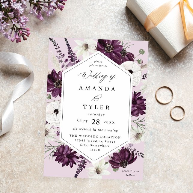 Invitación Boda floral morado y blanco - Lavender V2 (Subido por el creador)