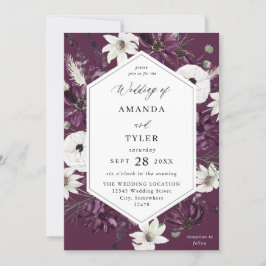 Invitación Boda floral morado y blanco - morado