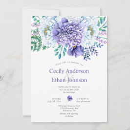 Invitación Boda Floral Morado y Blanco Peonies