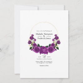 Invitación Boda floral morado y dorado