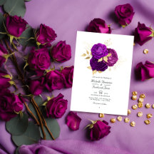 Boda floral morado y dorado Código QR Rsvp