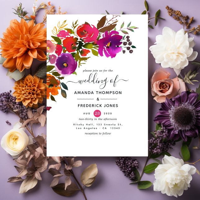 Invitación Boda floral morado y Naranja (Subido por el creador)