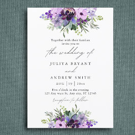 Invitación Boda floral morado y verde
