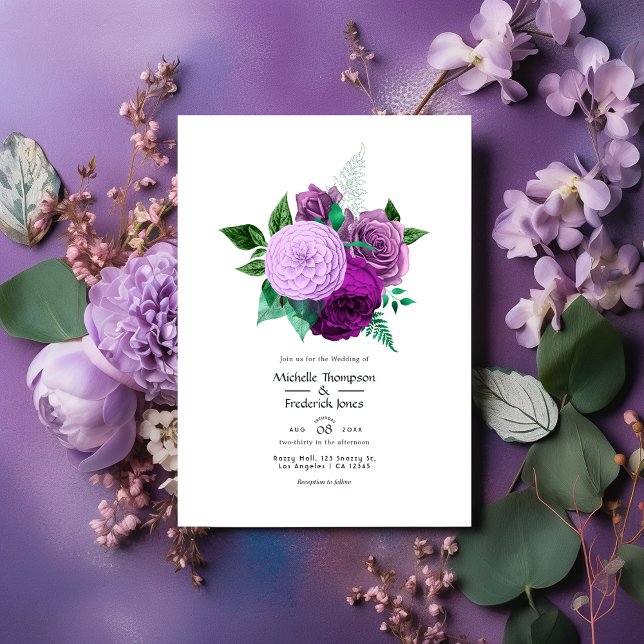 Invitación Boda floral morado y verde (Subido por el creador)