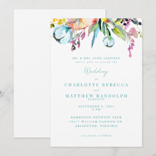Invitación Boda floral multicolor de flores silvestres