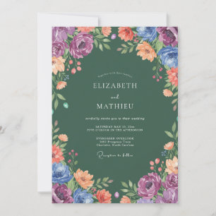 Invitación Boda Floral Multicolor de Sabio Profundo