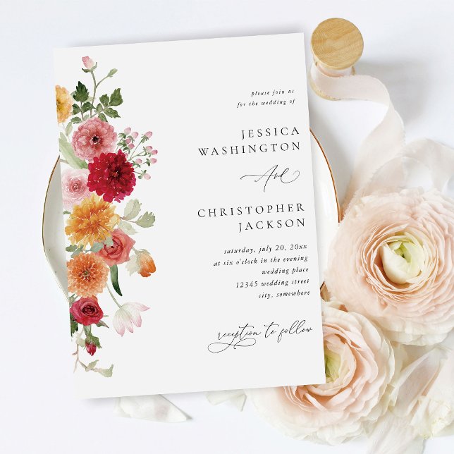 Invitación Boda floral multicolor de verano (Subido por el creador)