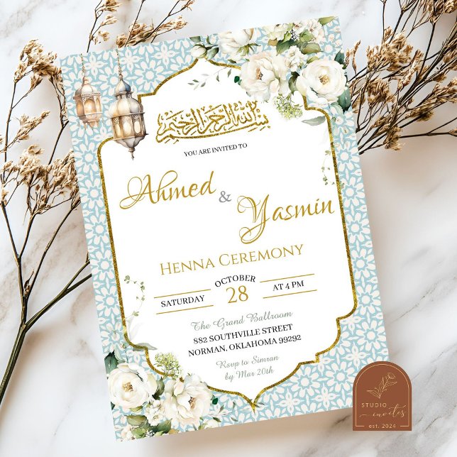 Invitación Boda floral musulmán con henna (Subido por el creador)