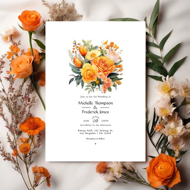 Invitación Boda Floral Naranja (Subido por el creador)
