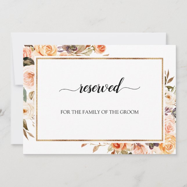 Invitación Boda floral Naranja de Terracotta de otoño reserva (Anverso)