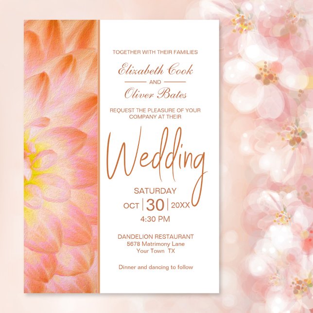 Invitación Boda floral Naranja moderno (Subido por el creador)