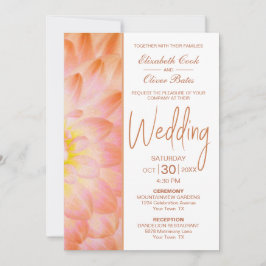 Invitación Boda floral Naranja moderno