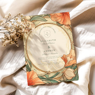 Invitación Boda floral naranja quemada