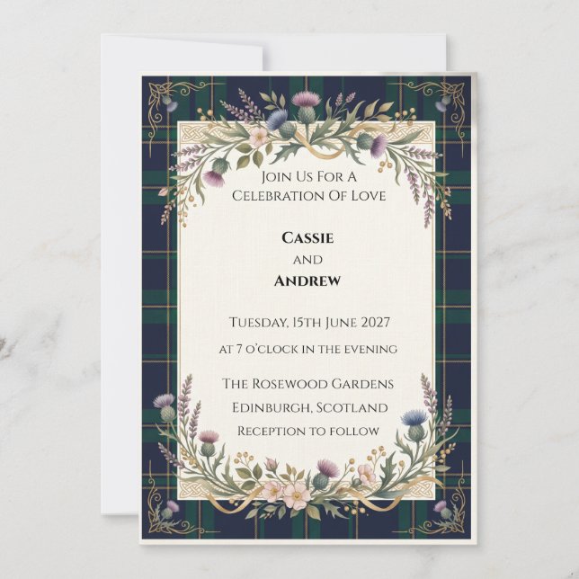 Invitación Boda floral naval (Anverso)