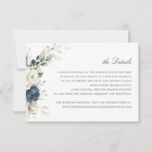 Boda Floral Navy Blue Greenery Detalles Insertar