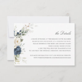 Invitación Boda Floral Navy Blue Greenery Detalles Insertar
