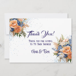 Invitación Boda floral Navy Blue Peach Floral Gracias Cartas
