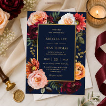 Boda Floral Navy Burgundy Blush Moho Oscuro