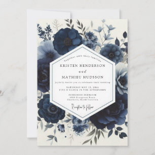 Invitación Boda floral Navy Moody