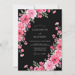 Invitación Boda floral negra impresionante