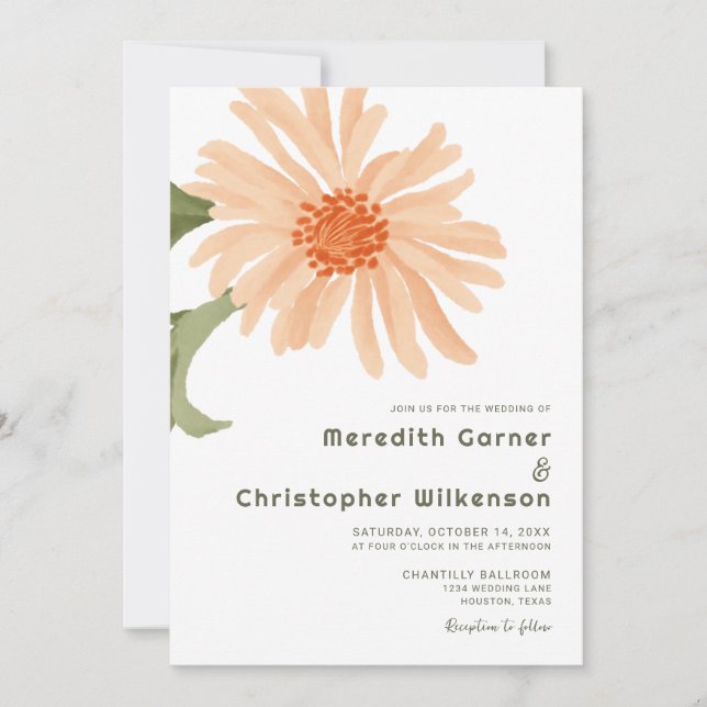 Invitación Boda floral negrita y moderna (Anverso)