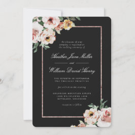 Invitación Boda floral negro