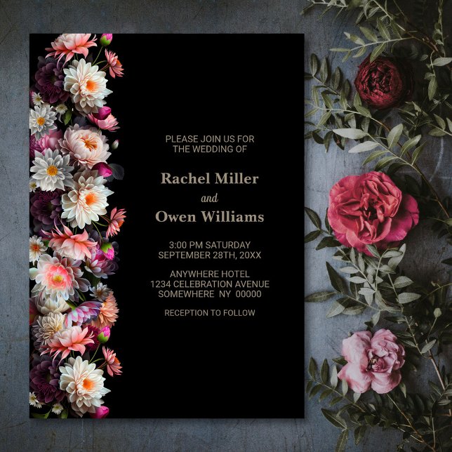 Invitación Boda floral negro (Subido por el creador)